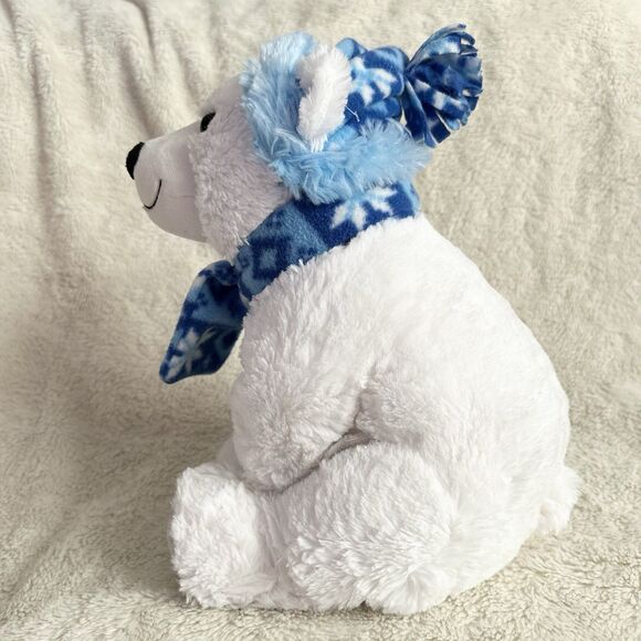 The Polar Express White Bear 11” Plush Blue Hat Scarf  Christmas Winter Toy - Picture 2 of 6